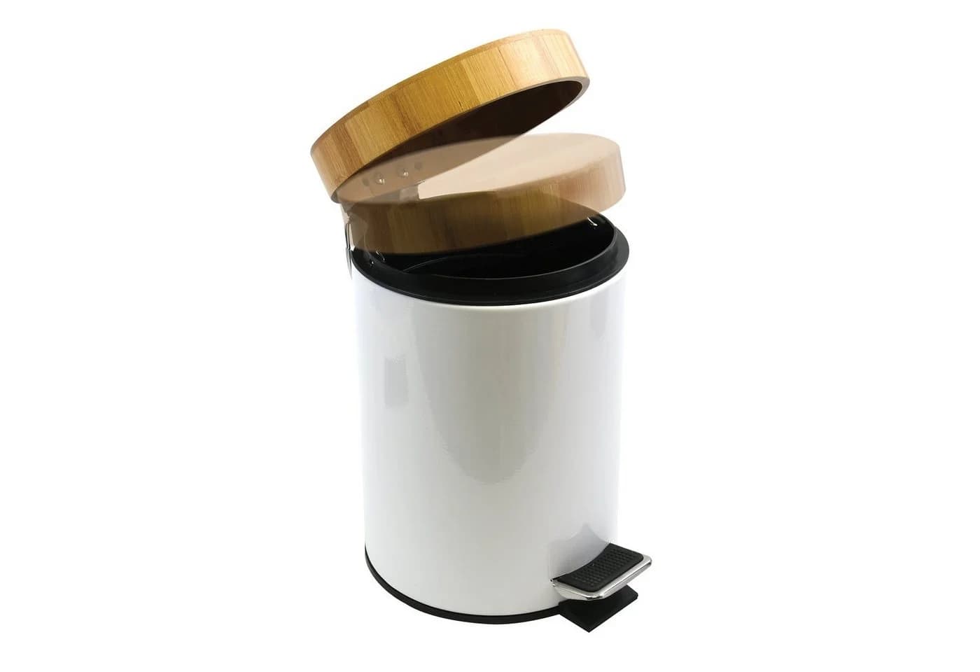 MSV Kosmetikeimer AZA Edelstahl Treteimer mit Softclose & Bambusdeckel 3L