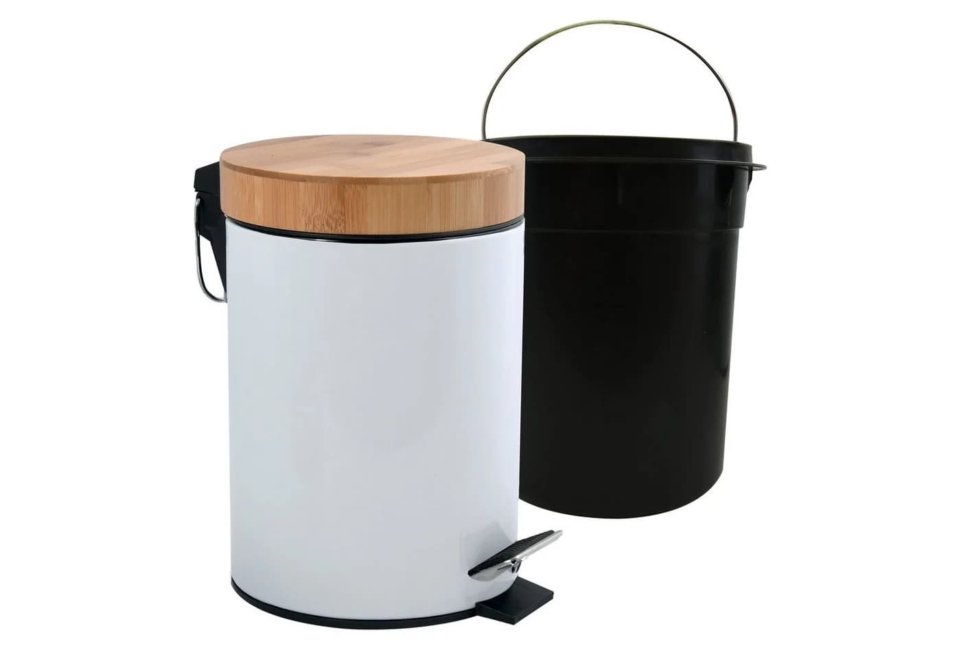 MSV Kosmetikeimer AZA Edelstahl Treteimer mit Softclose & Bambusdeckel 3L - Bild 5