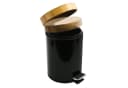 MSV Kosmetikeimer AZA Edelstahl Treteimer Bambus Softclose 3L Schwarz Bild 1