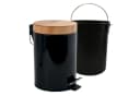 MSV Kosmetikeimer AZA Edelstahl Treteimer Bambus Softclose 3L Schwarz Bild 5