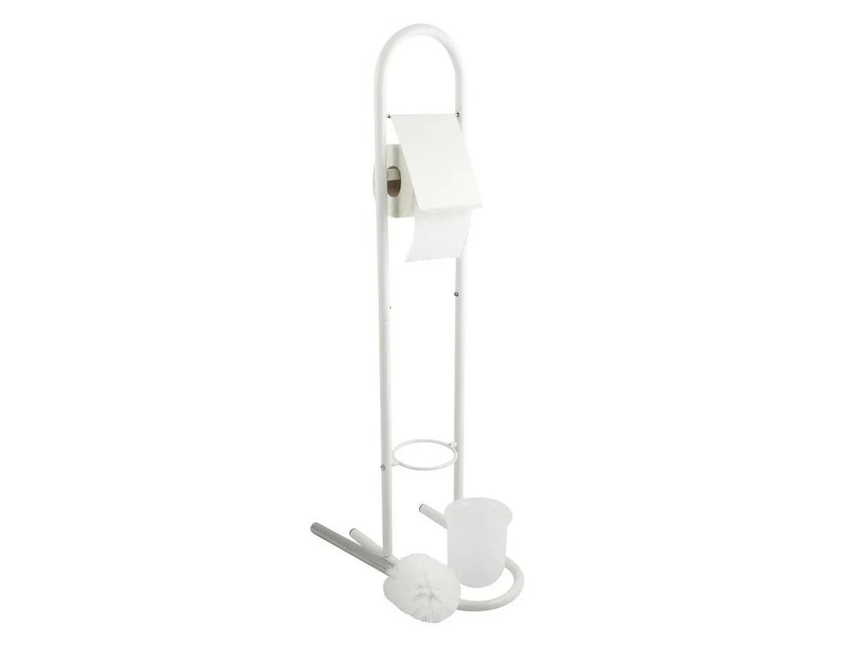 MSV Toilettenpapierhalter WC Standgarnitur 2in1 Weiß
