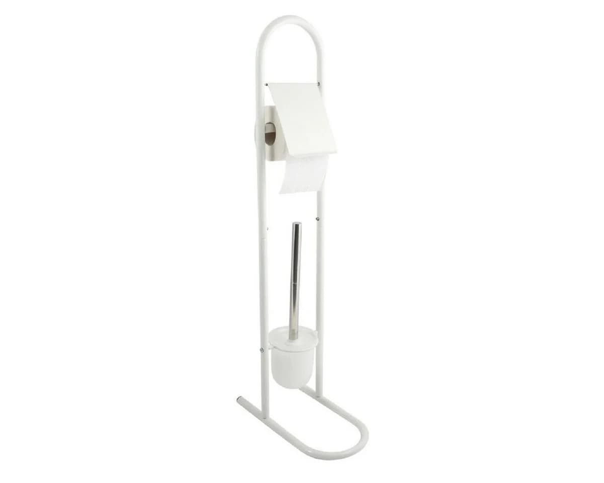 MSV Toilettenpapierhalter WC Standgarnitur 2in1 Weiß - Bild 2