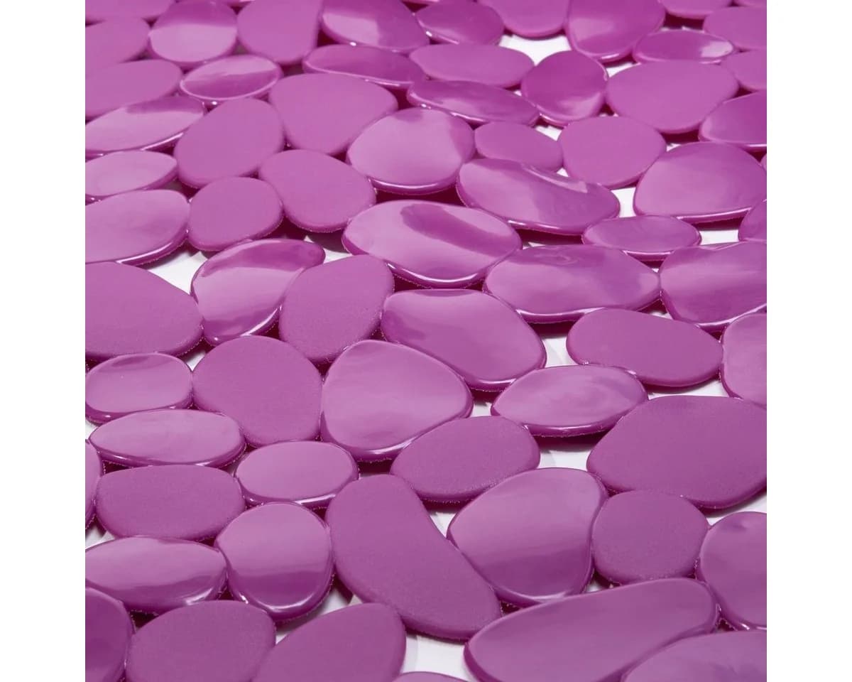 MSV Duschmatte KIESELSTEIN Violett mit Saugnäpfen rutschfest PVC