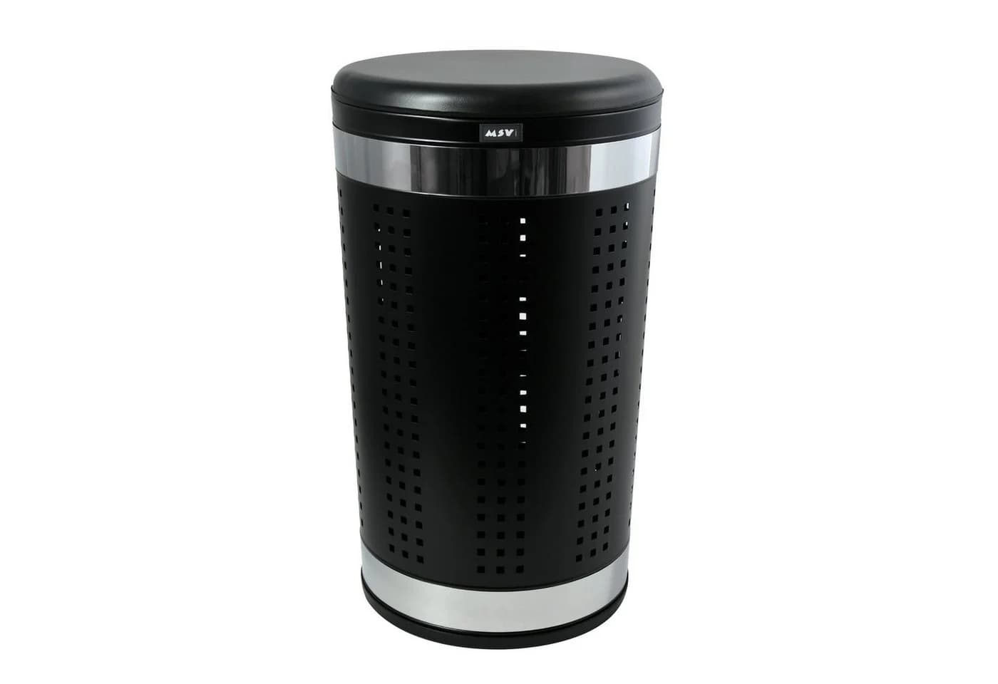 MSV Wäschetonne mit Sitzkissen 46L Edelstahl Schwarz-matt - Bild 2