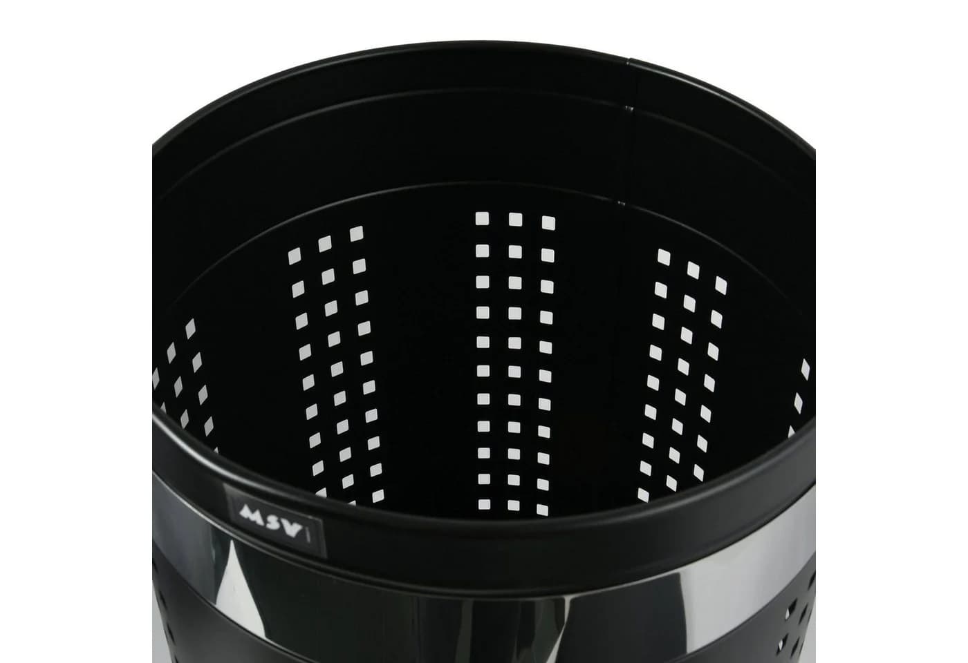 MSV Wäschetonne mit Sitzkissen 46L Edelstahl Schwarz-matt - Bild 3