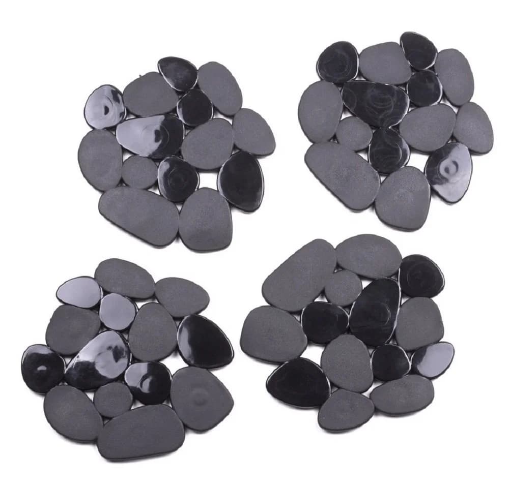 MSV Wanneneinlage KIESELSTEIN Anti-Rutsch-Pads 4-tlg. Schwarz PVC - Bild 2