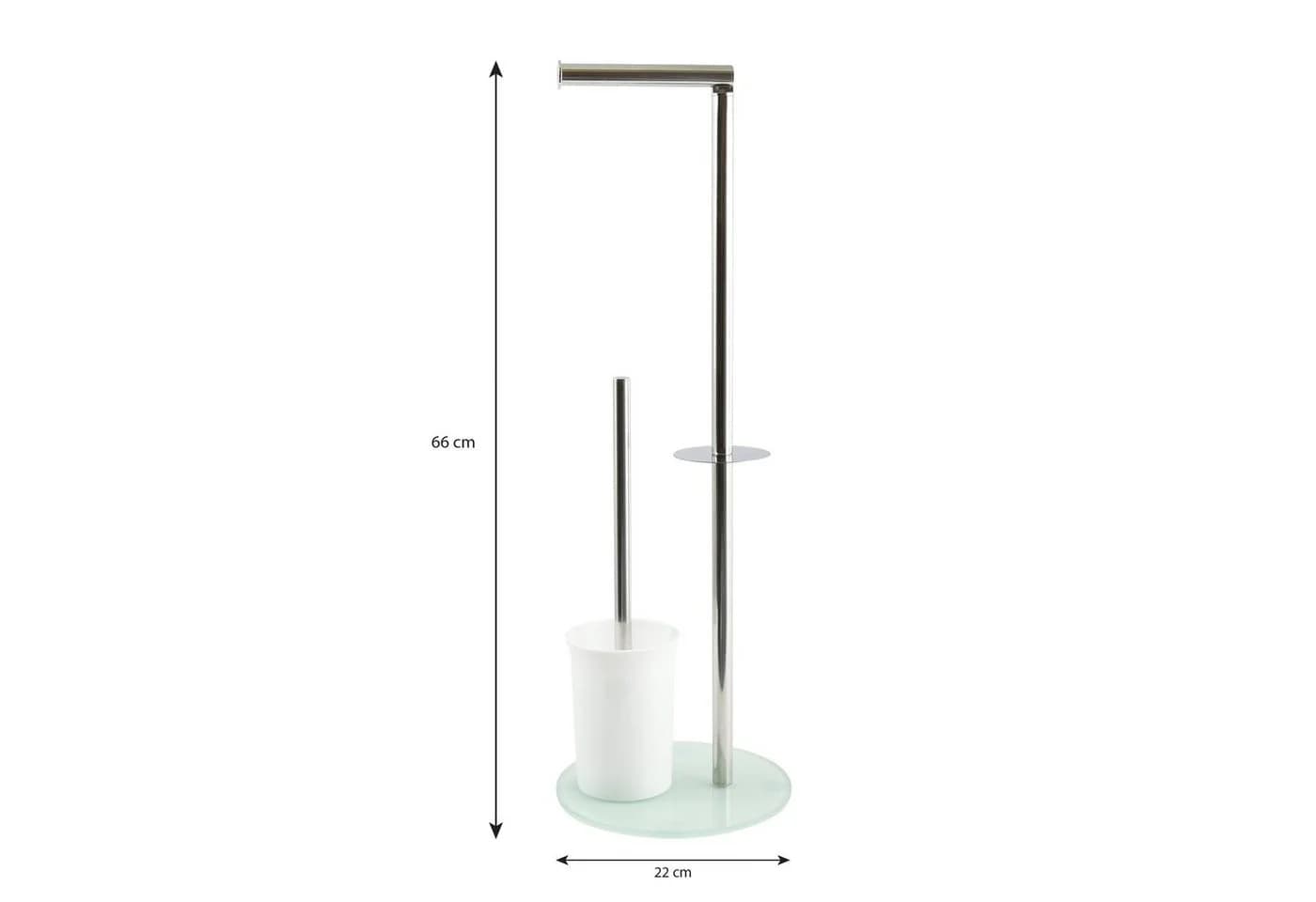 MSV Toilettenpapierhalter BERGAMO 3-in-1 WC Standgarnitur Edelstahl Weiß - Bild 5