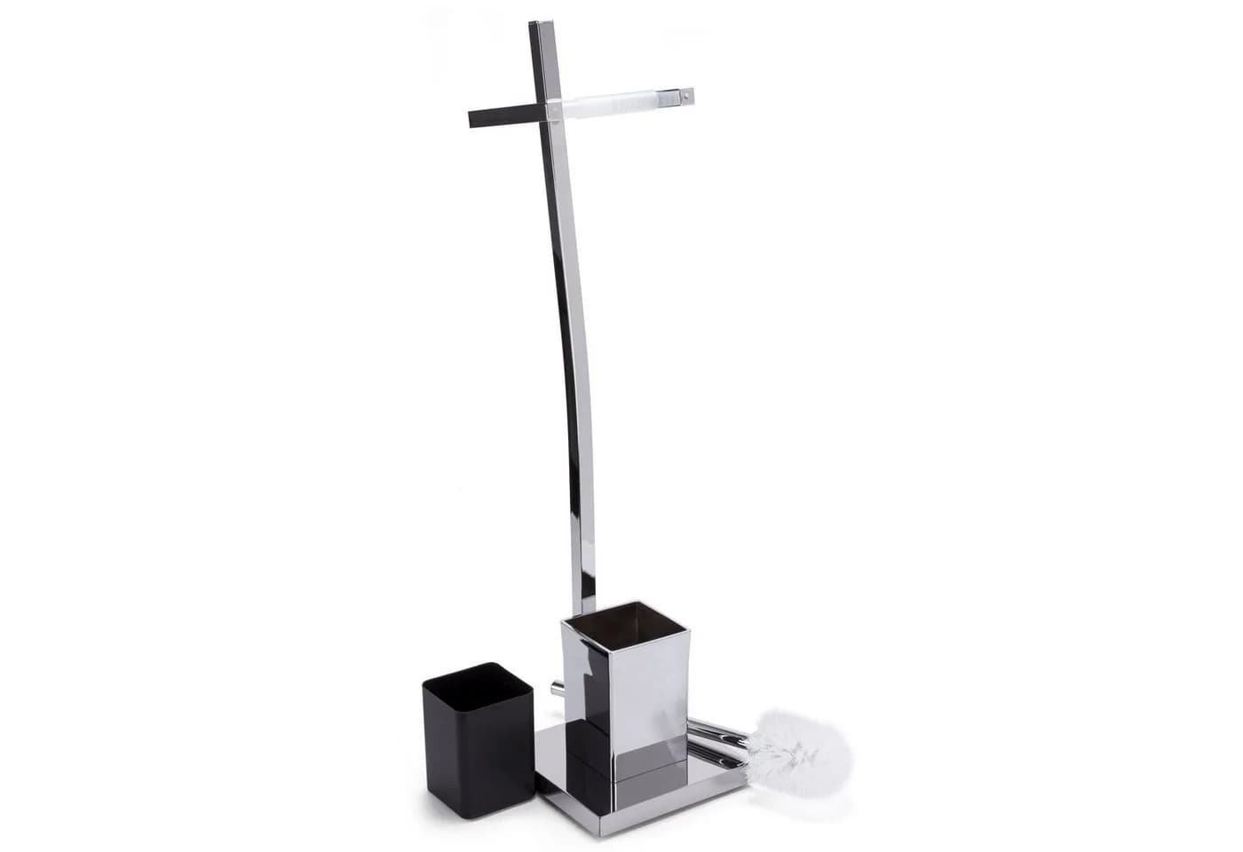 MSV Toilettenpapierhalter PILI mit Toilettenbürste, verchromt silber