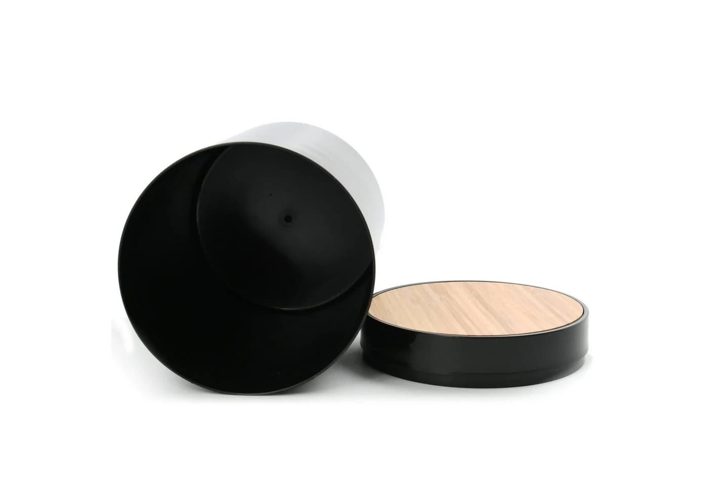 MSV Kosmetikeimer OSLO Design Schwarz Schwingdeckel Bambus - Bild 5