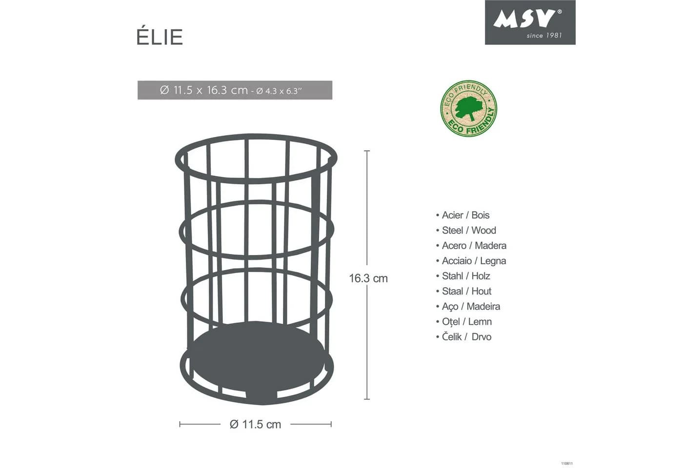 MSV Besteckhalter 11,5 cm Metall Bambus