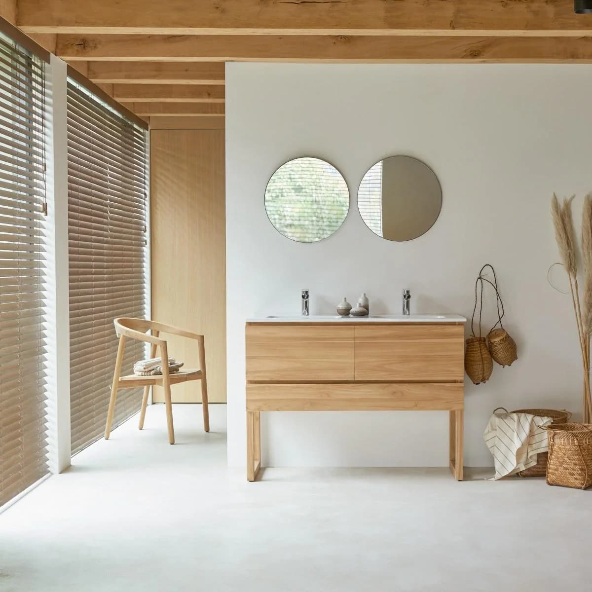 Tikamoon Waschtisch aus Teakholz mit Doppelwaschbecken 120 cm
