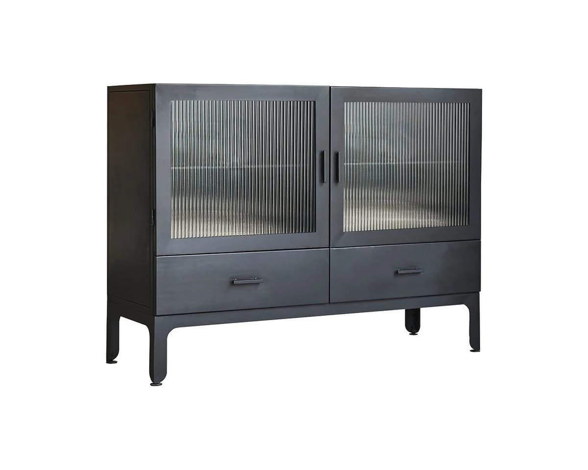 Tikamoon Buffet Vitrinenschrank Emil Schwarz Metall Glas - Bild 2