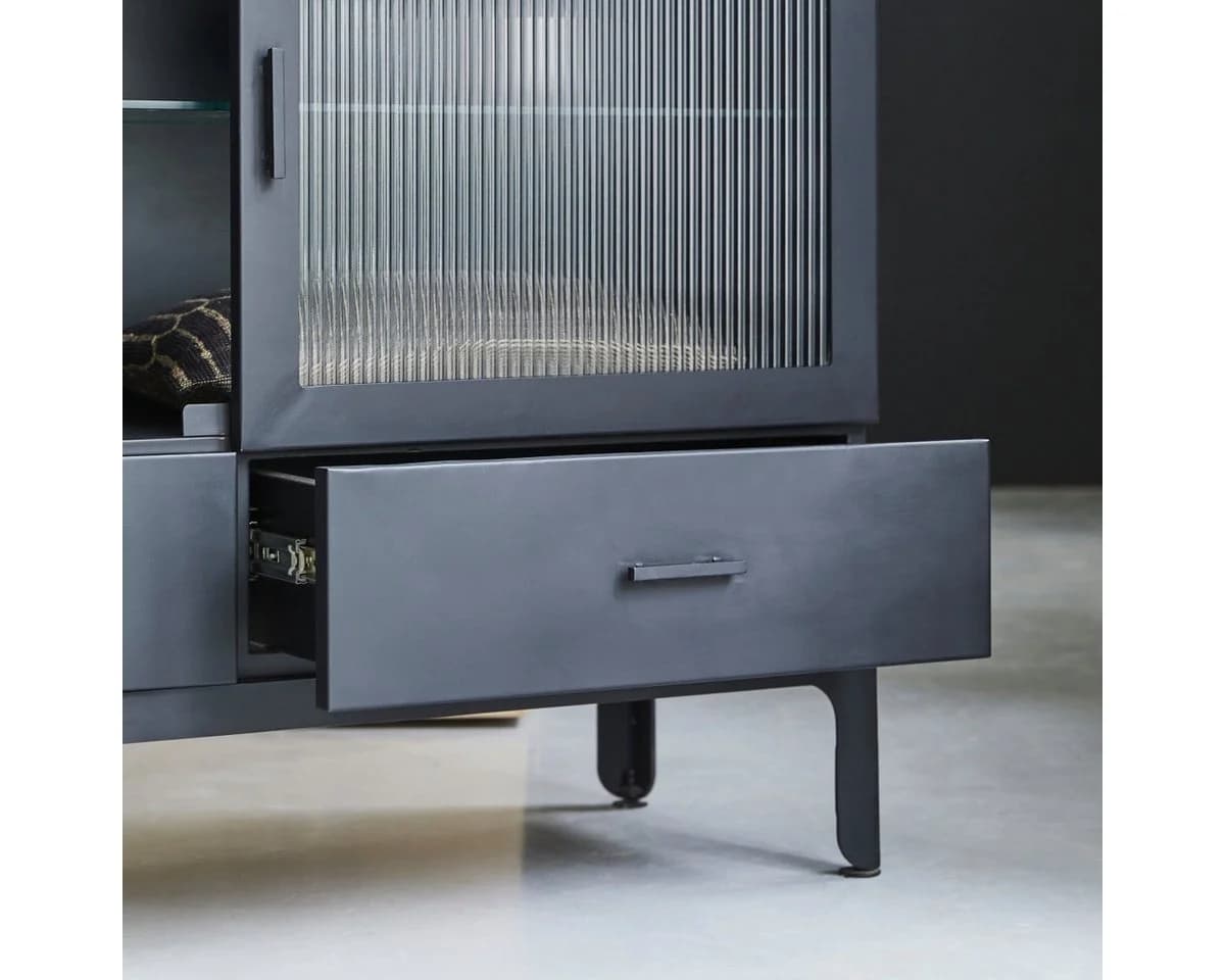 Tikamoon Buffet Vitrinenschrank Emil Schwarz Metall Glas - Bild 3