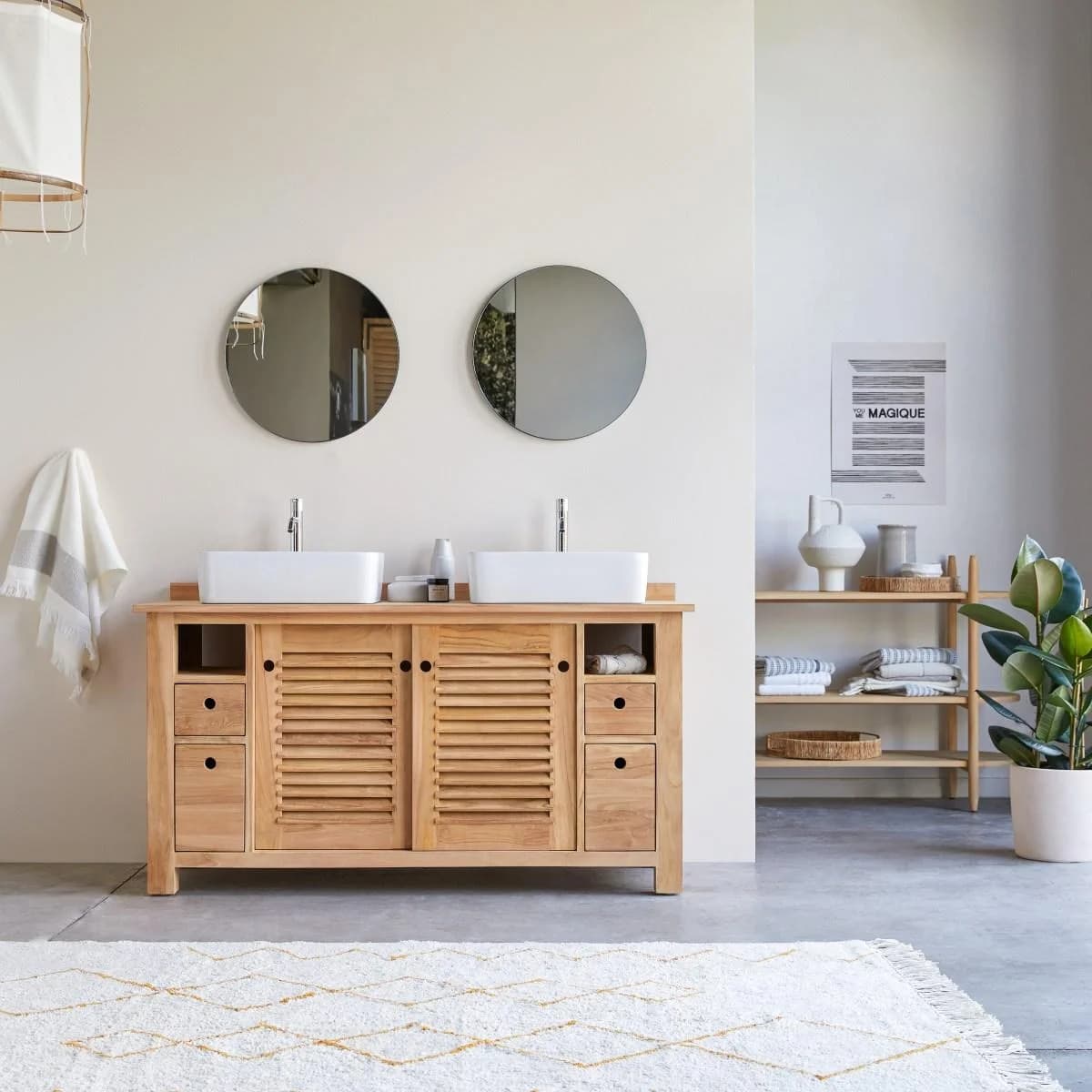 Tikamoon Badunterschrank aus Teak 145 cm Coline