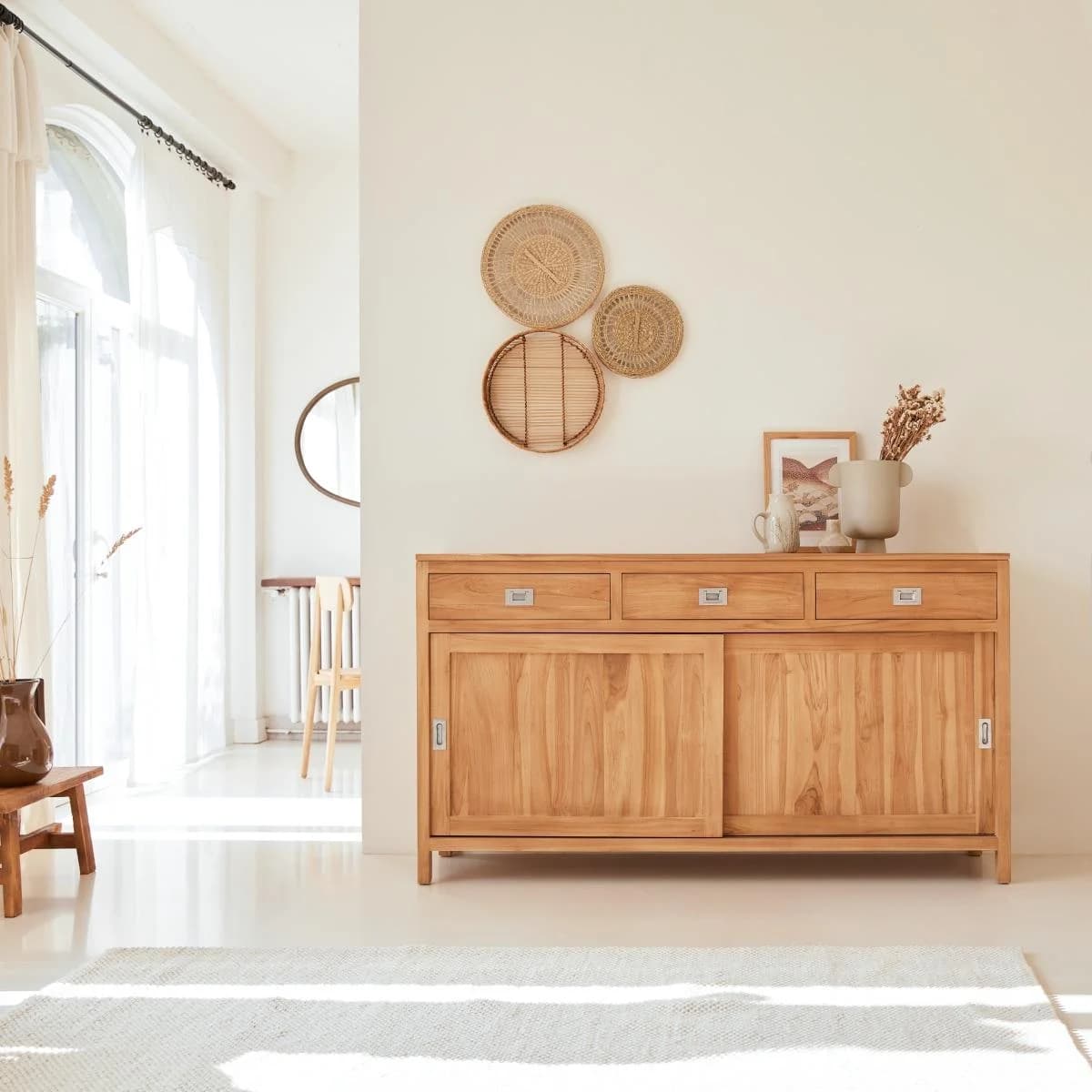 Tikamoon Buffet Anrichte Sideboard 180 aus massivem Teakholz