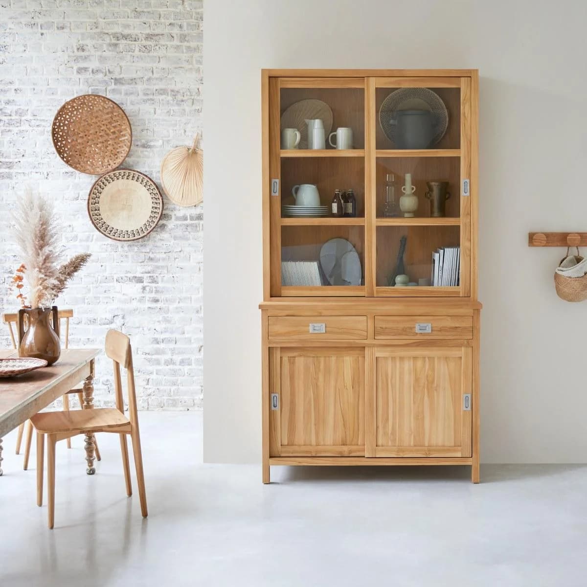 Tikamoon Geschirrschrank Massivholz Teak Braun Coffee Tek