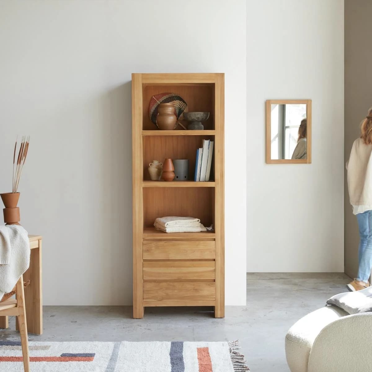 Tikamoon Bücherregal Massivholz Teak