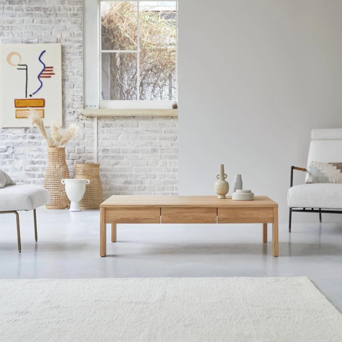 Tikamoon Couchtisch Eden aus massivem Eichenholz 120x80