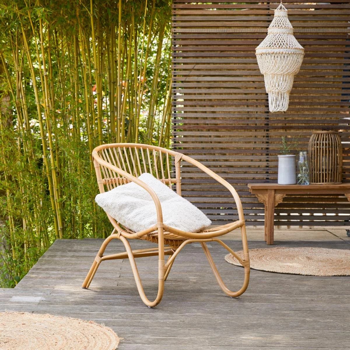 Tikamoon Gartenstuhl Outdoor Rattan Naturfarben
