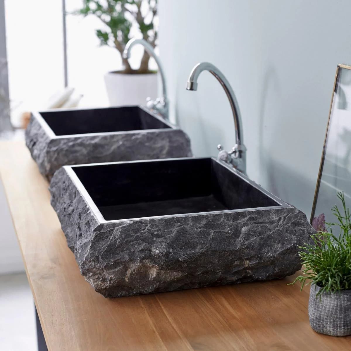 Tikamoon Waschbecken Scrula Slim black Marmor Aufsatzwaschbecken
