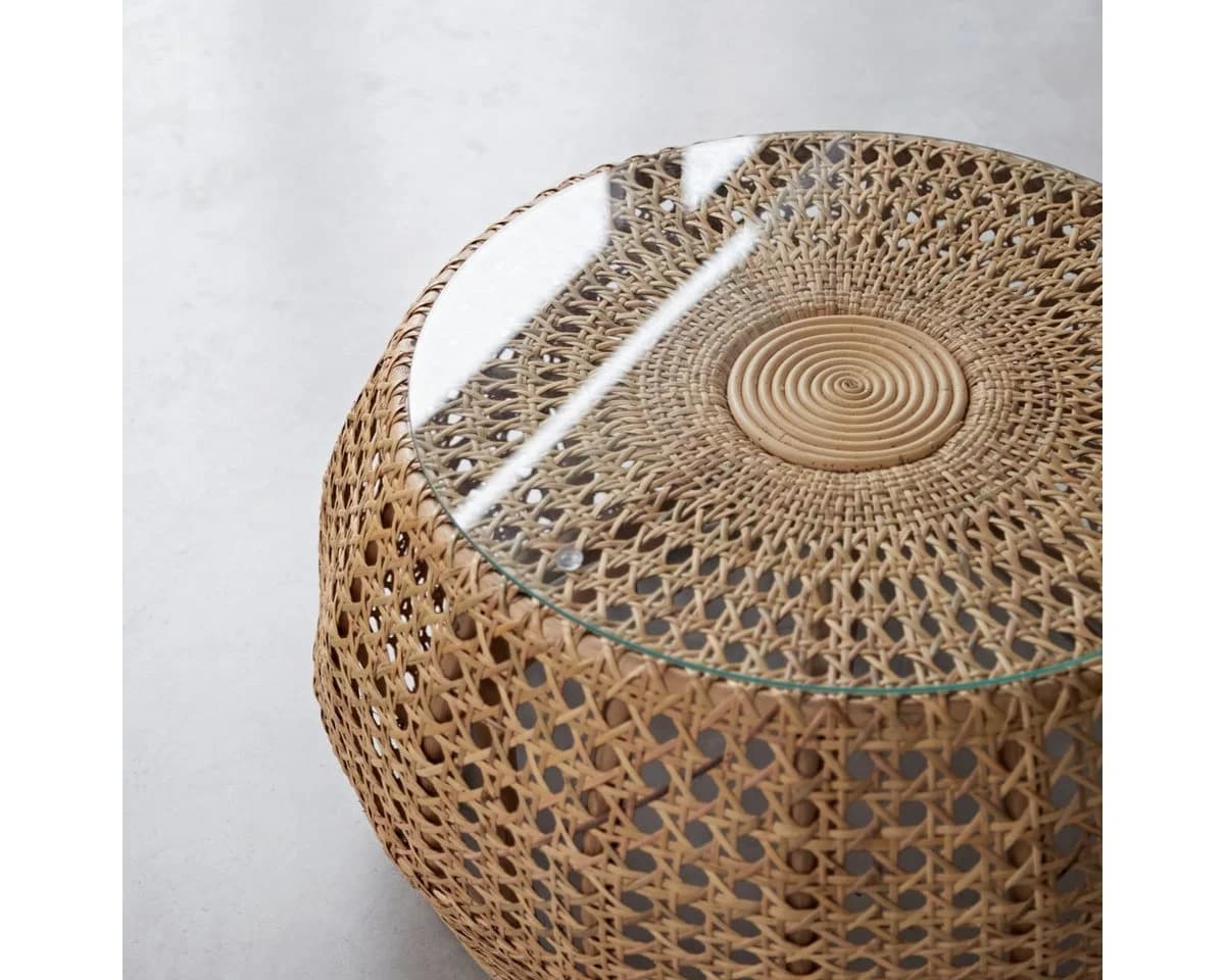 Tikamoon Couchtisch Esther aus Rattan mit Glasplatte - Bild 4