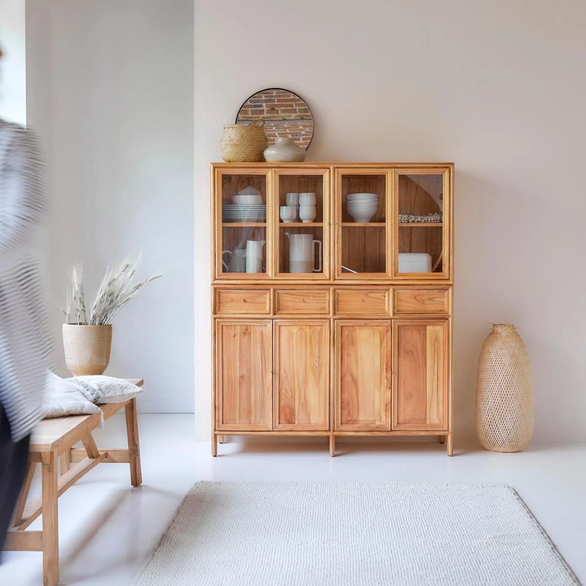 Tikamoon Geschirrschrank Buffet und Vitrine Mindiholz Braun