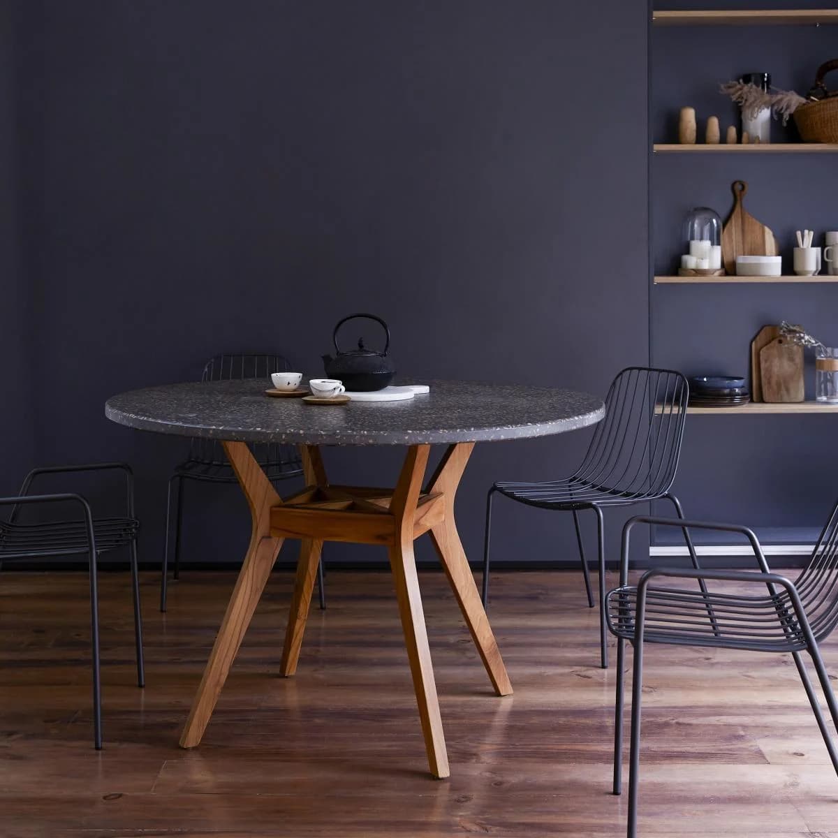 Tikamoon Esstisch Juno Teakholz Terrazzo