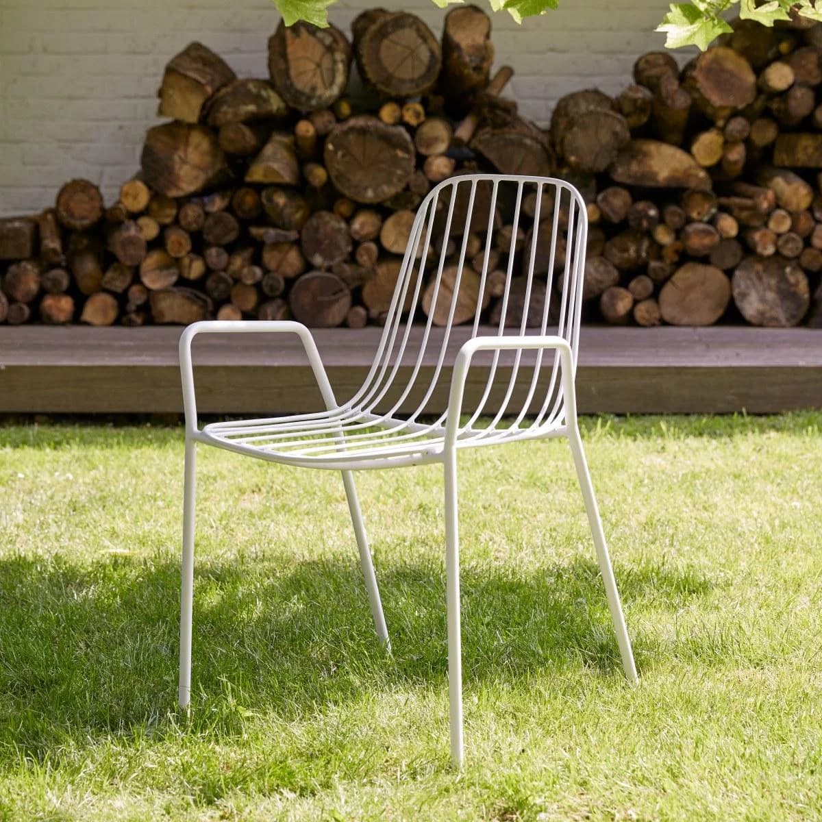 Tikamoon Outdoor Lehnstuhl Arty white Metall Gartenstuhl
