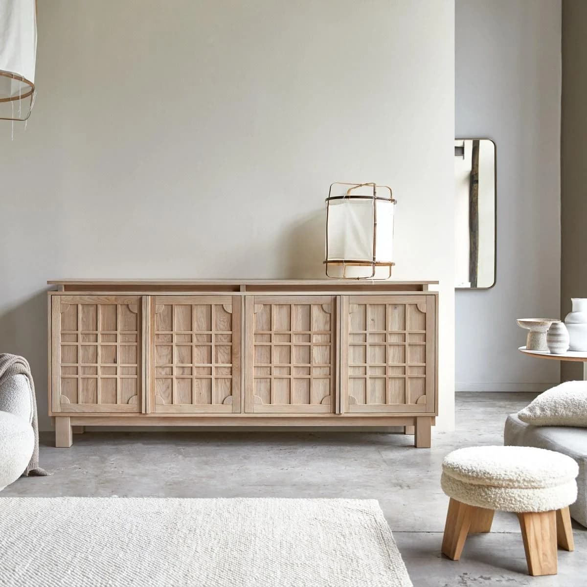 Tikamoon Anrichte Bodi Massivholz Eiche 220 cm Braun