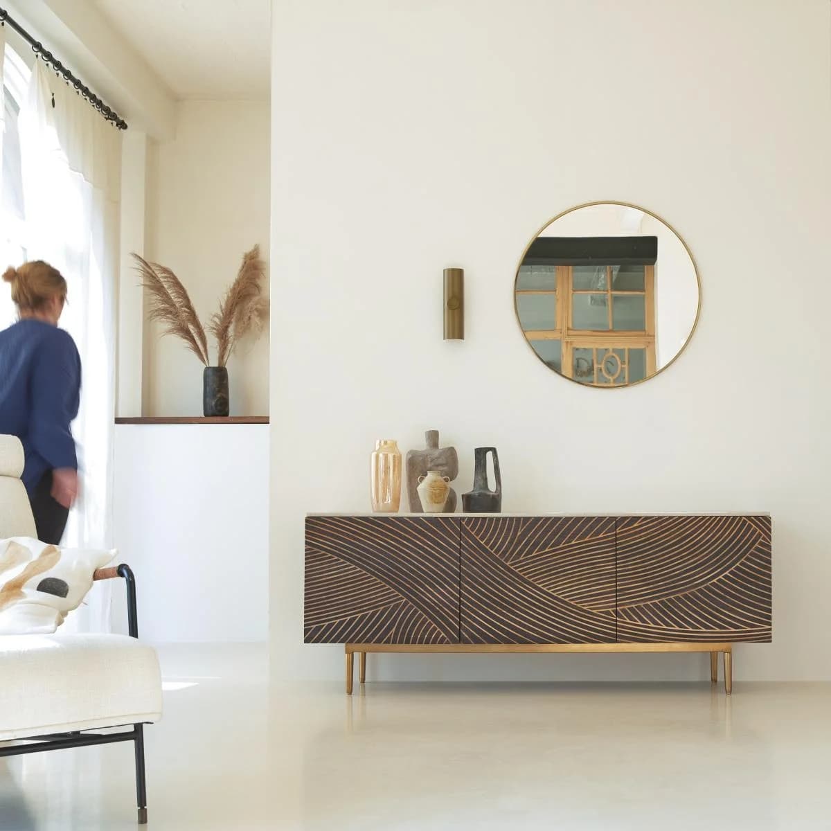 Tikamoon Buffet Bilal Massivholz Braun Terrazzo