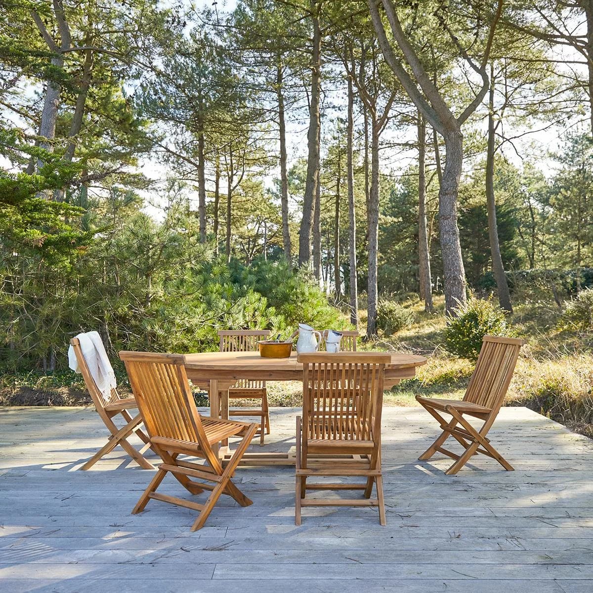 Tikamoon Capri Ovale Outdoor Sitzgruppe 6 Stühle Akazie