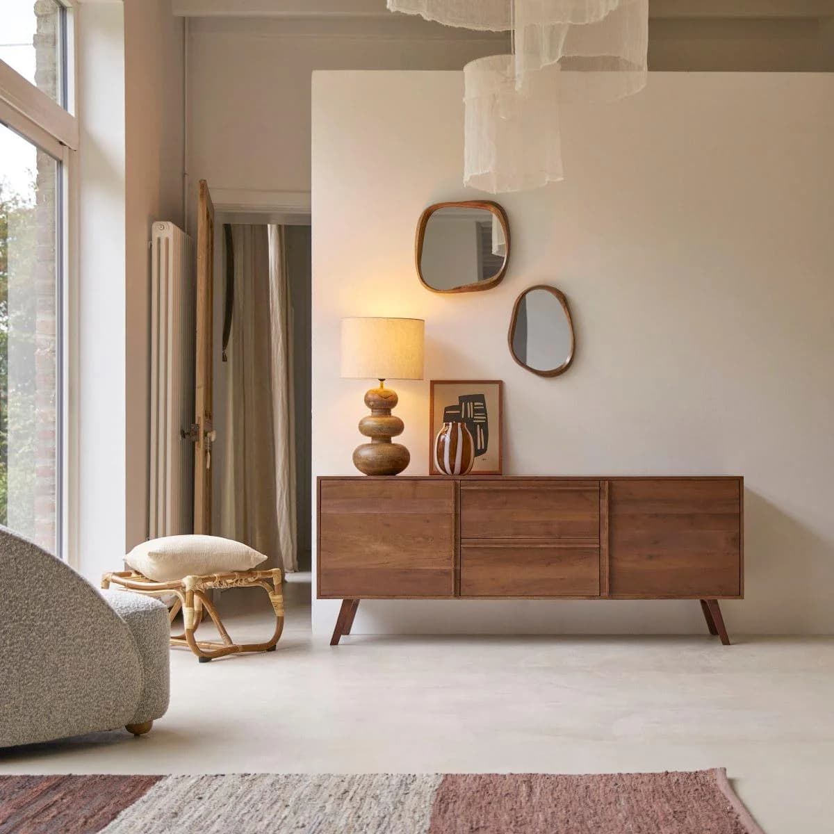 Tikamoon Sideboard Niels Akazienholz Braun Skandinavisch Vintage