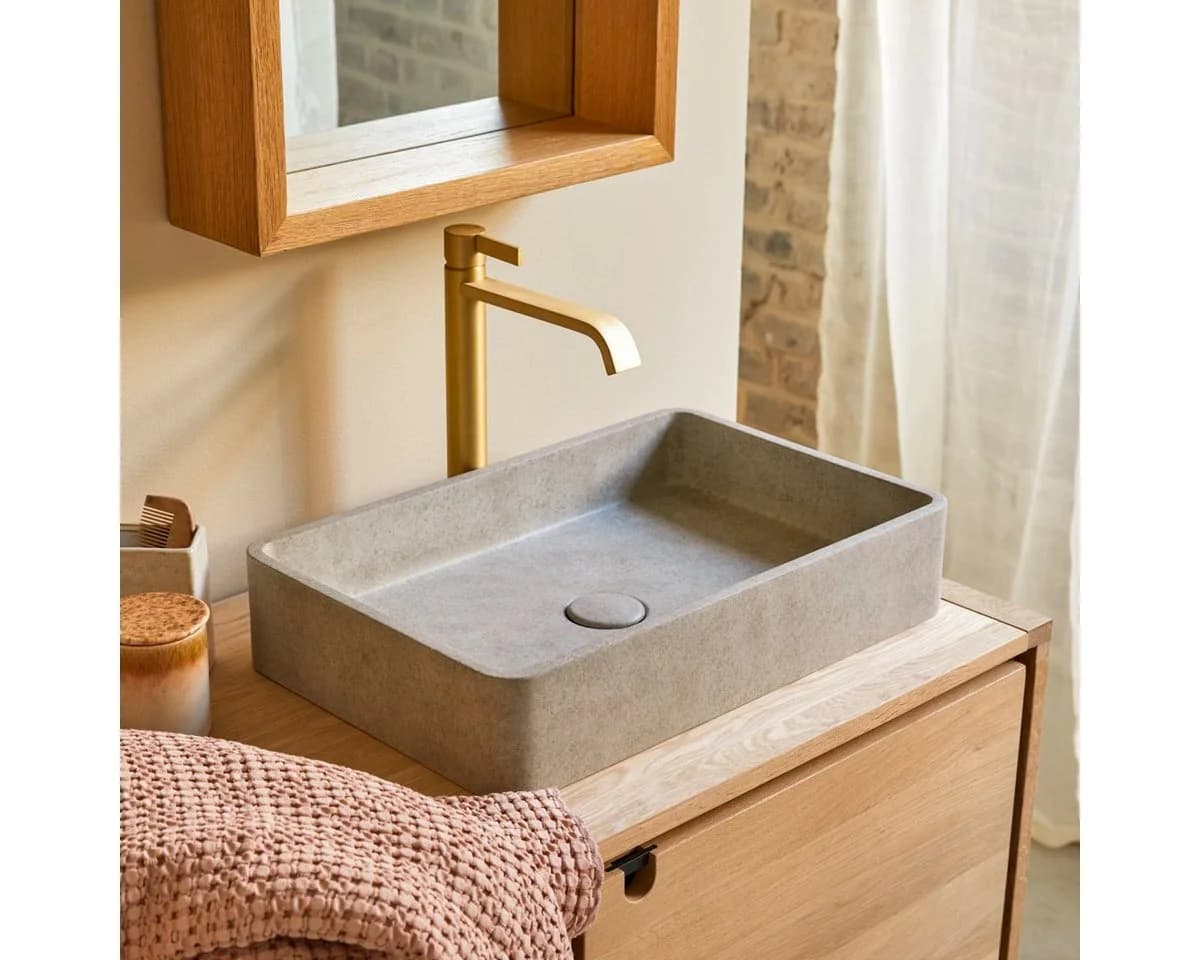 Tikamoon Waschbecken Iris Grau Beton Modern