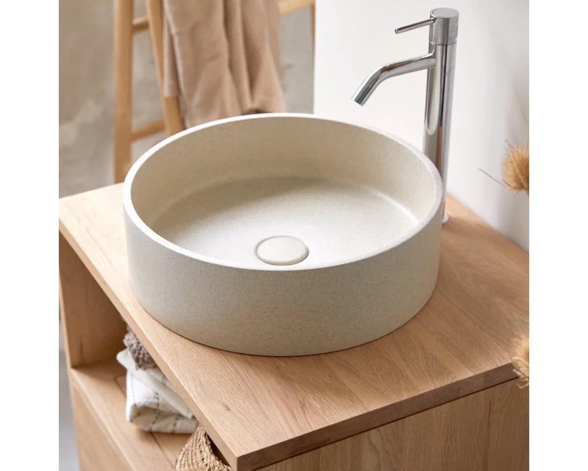 Tikamoon Rundes Terrazzowaschbecken Gina Creme