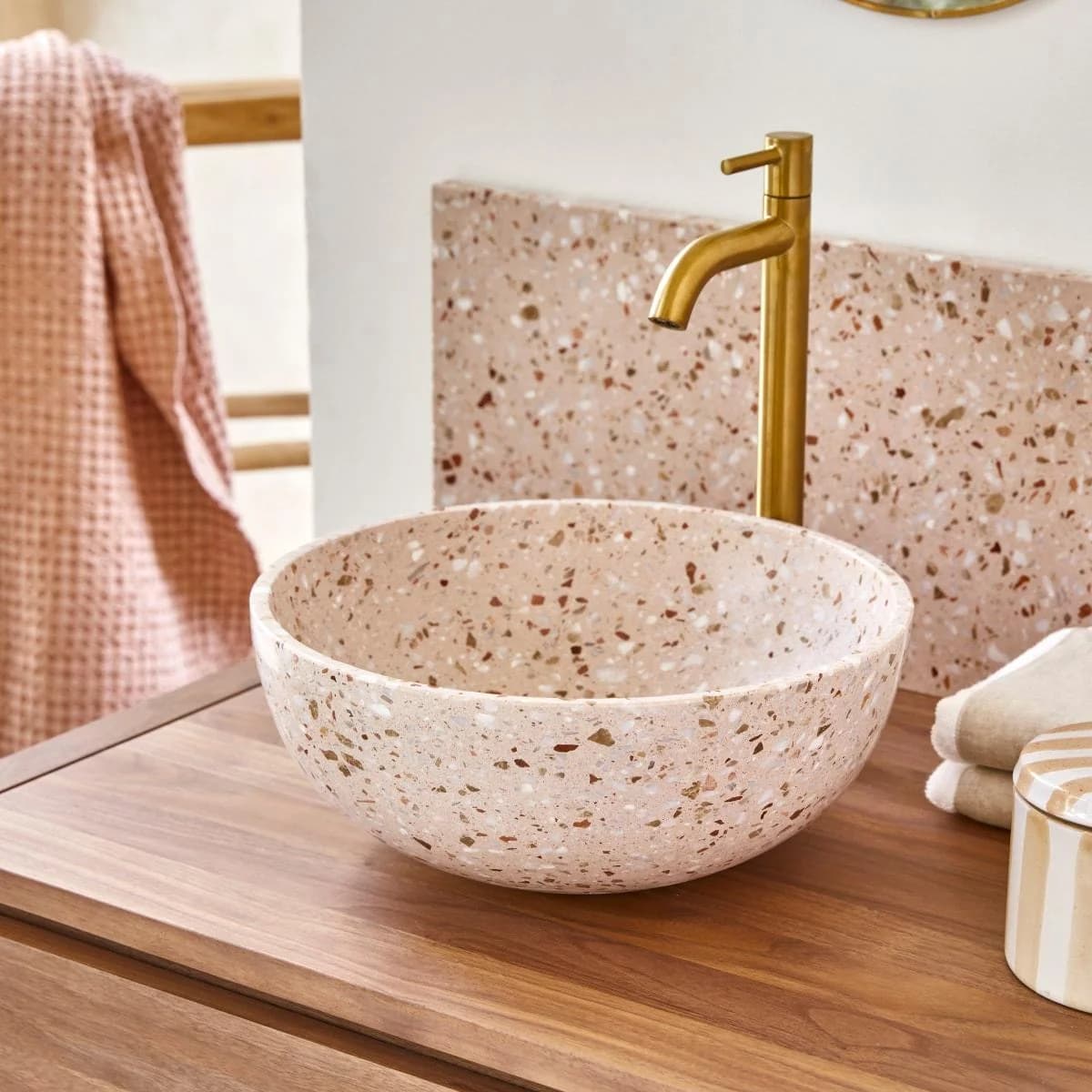 Tikamoon Waschbecken Elea Premium-Terrazzo Pink