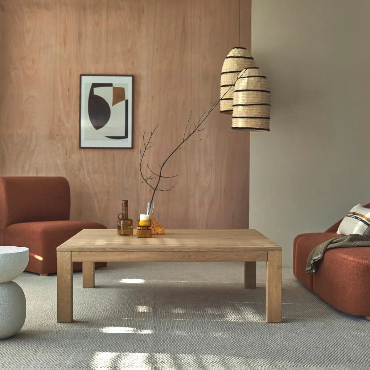 Tikamoon Couchtisch Eden Massiv Eiche Braun