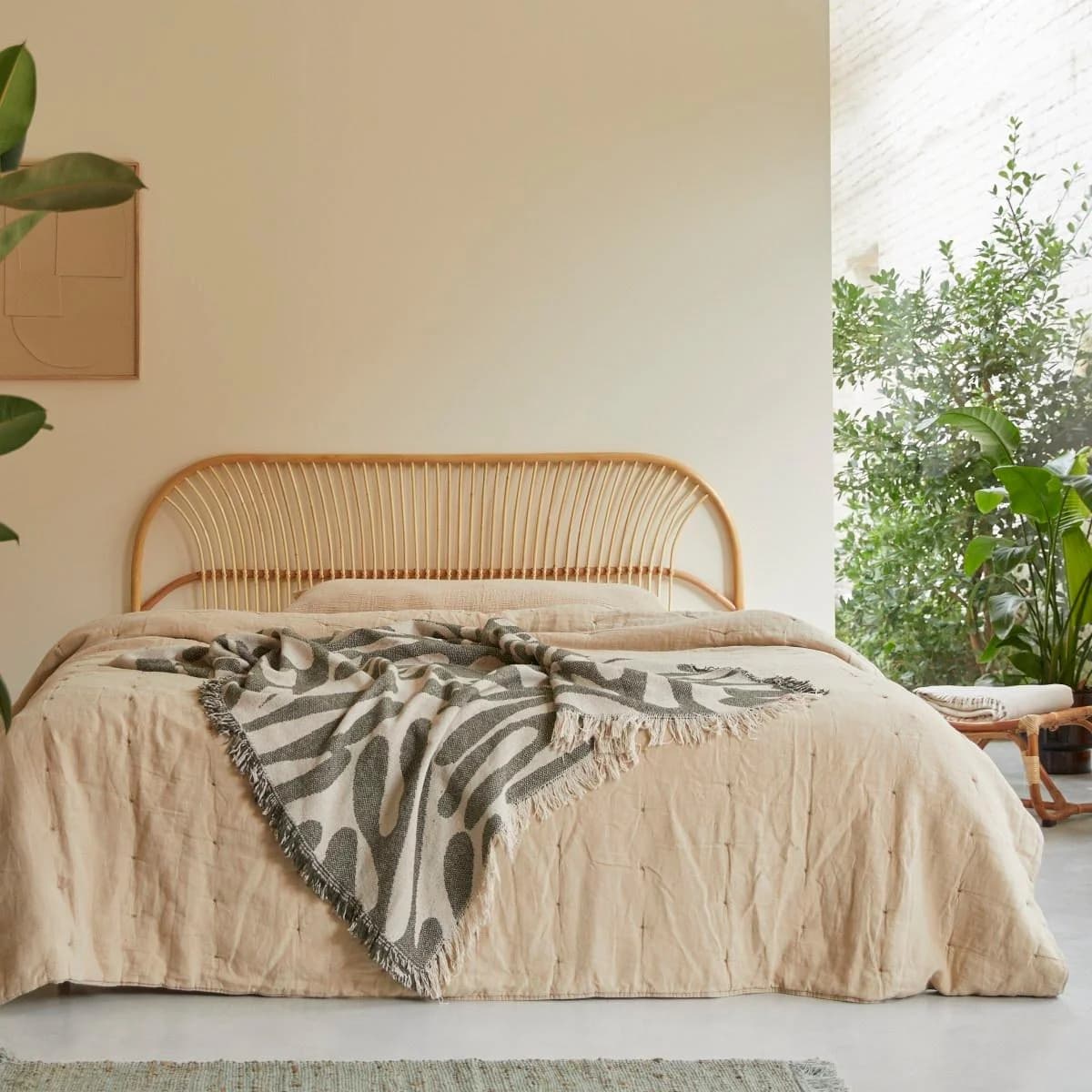 Tikamoon Bett-Kopfteil Colette aus Rattan 180 cm Braun