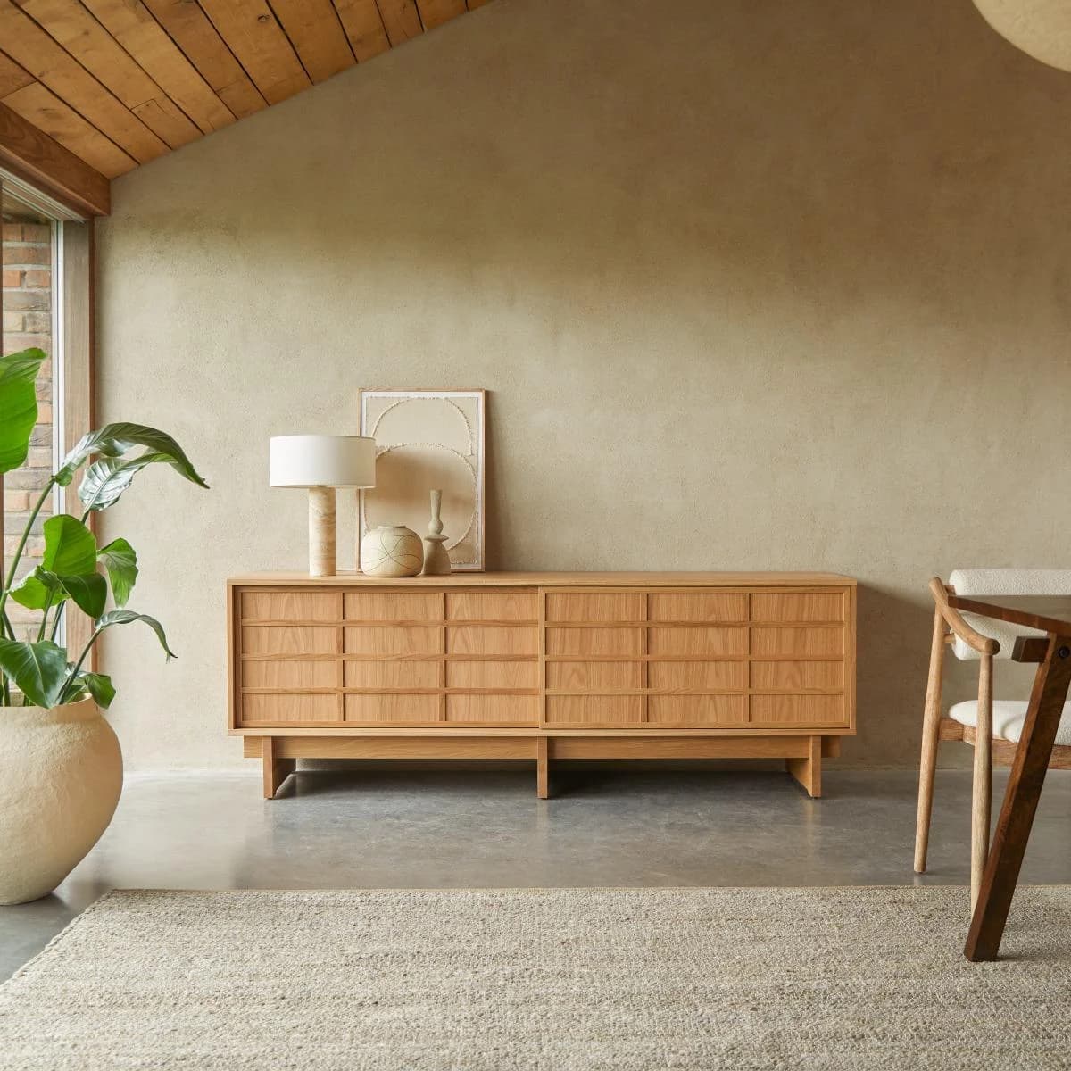 Tikamoon Sideboard Miu Massivholz Eiche 200 cm Braun