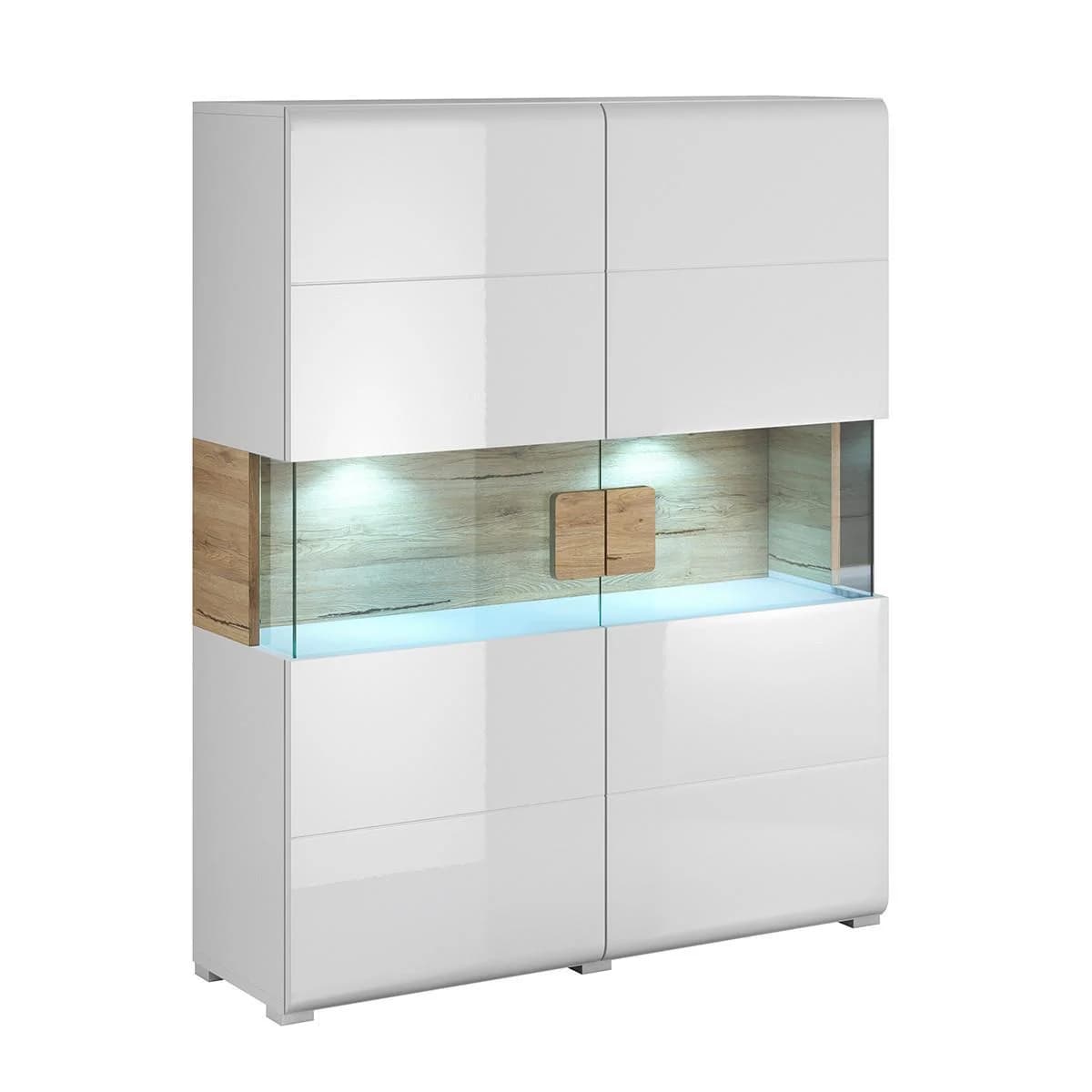 Geschirrschrank Jules Weiß und Holz Modern