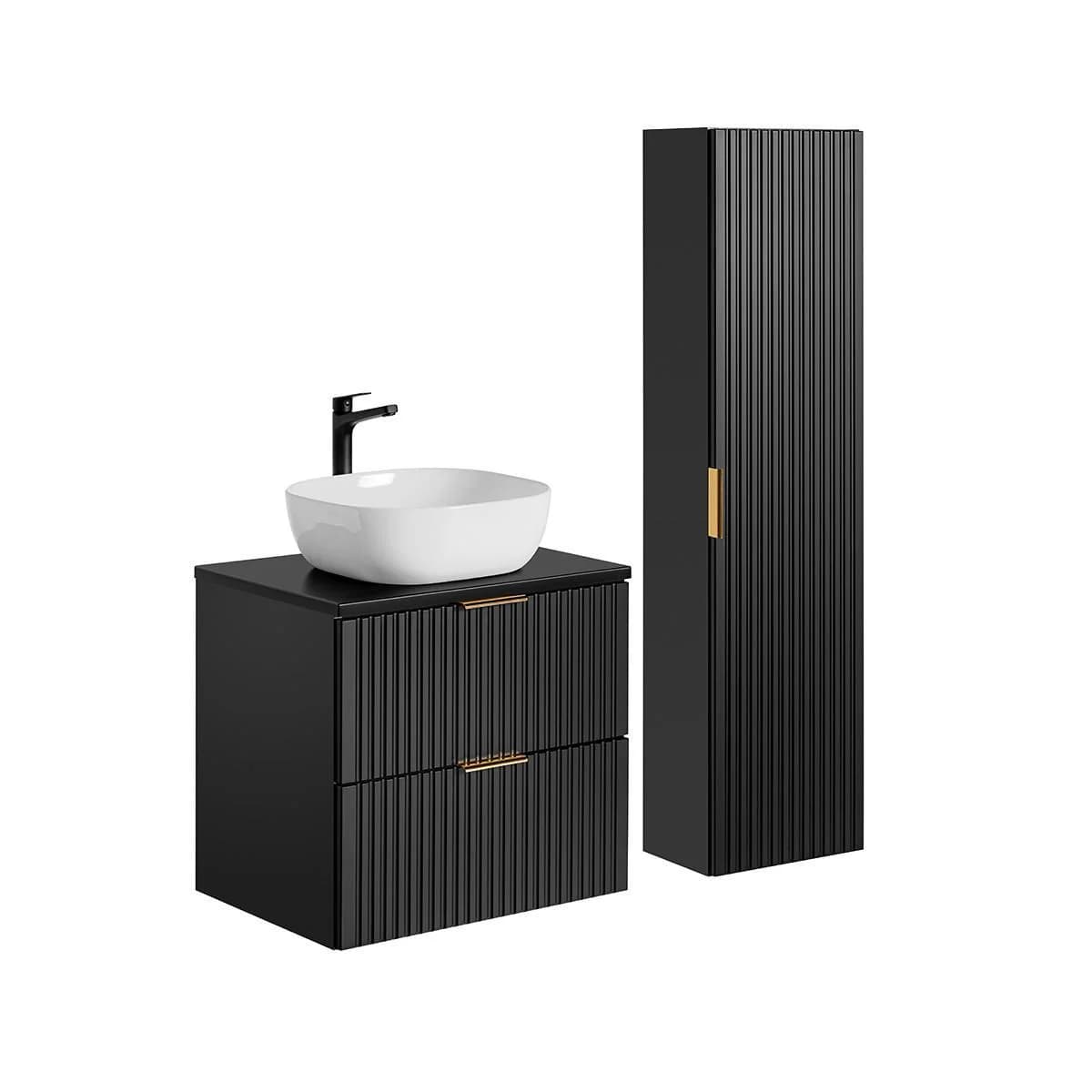 BADMÖBEL 60,6cm Adriel 2er-Set Mattschwarz