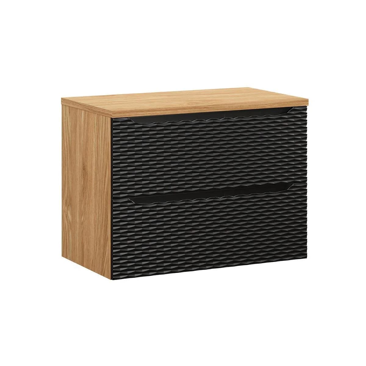 Waschtischunterschrank Elora 80cm Schwarz Holz