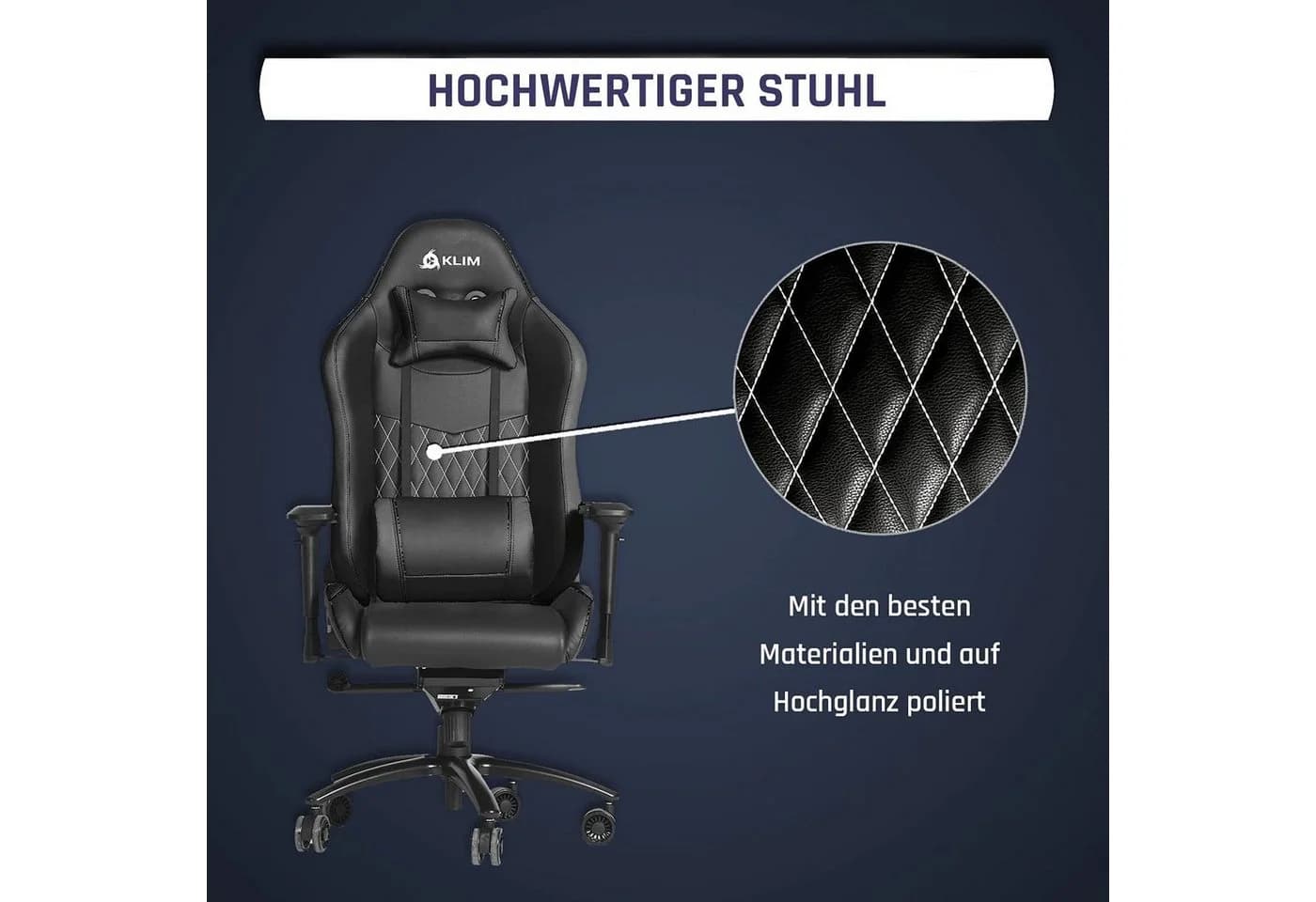 KLIM Gaming Chair Esports Stuhl Schwarz Ergonomisch - Bild 3