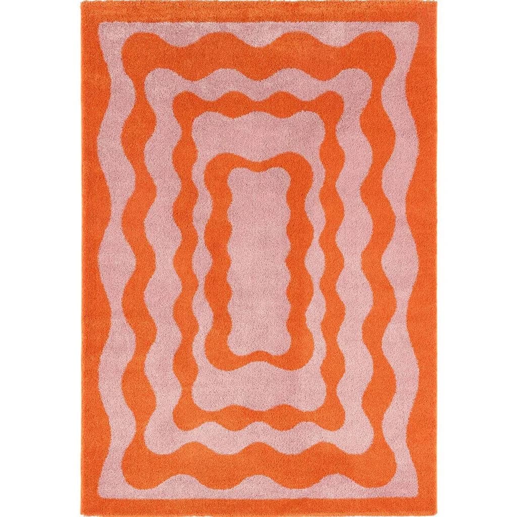 Nazar Rugs Retro Teppich Orange Polypropylen