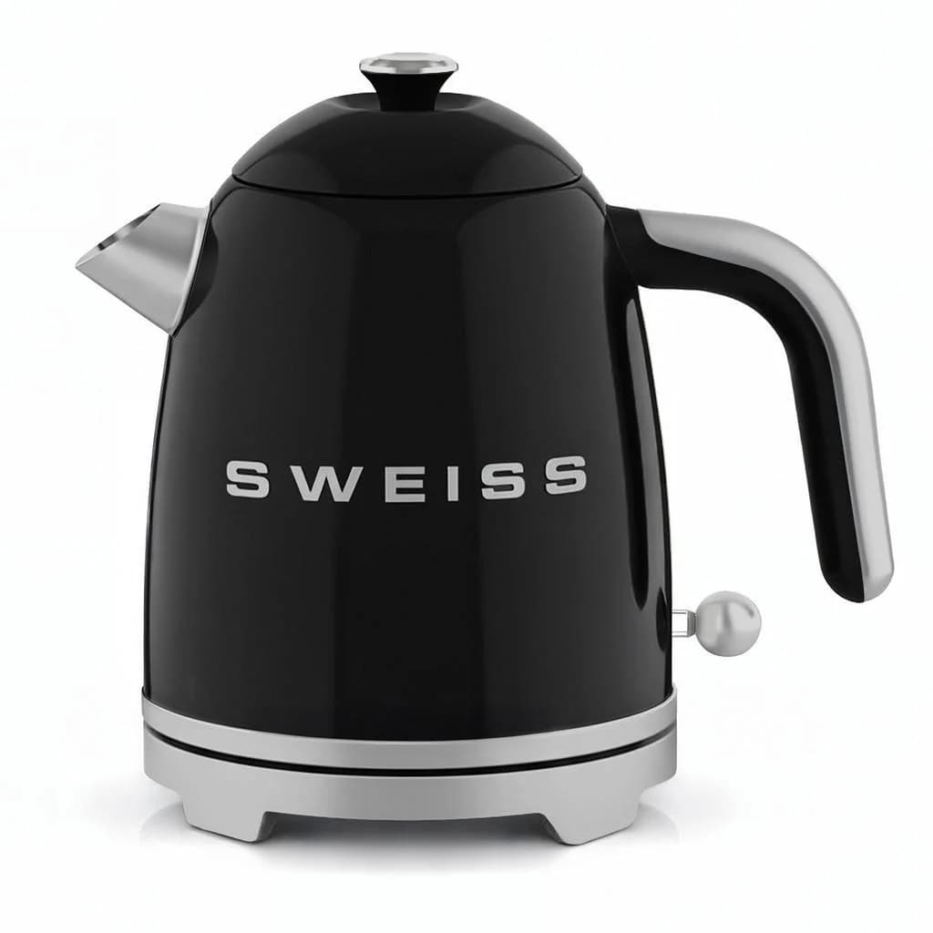 Sweiss Wasserkocher Kts9 Vintage Schwarz Edelstahl 1L 1200W