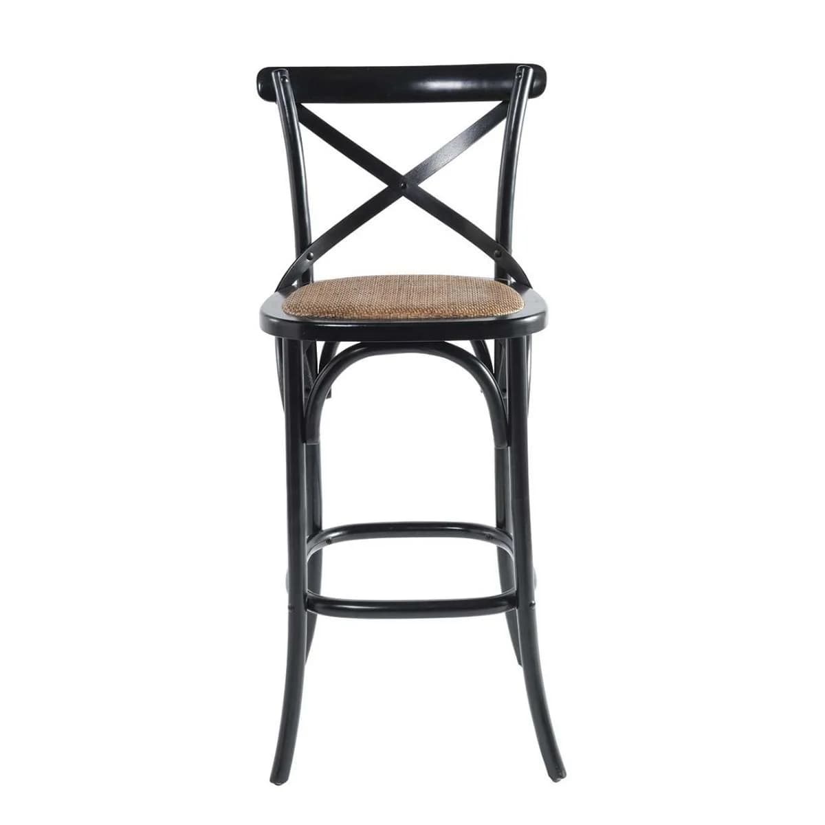 Signature Barhocker Massivholz Wiener Geflecht Schwarz