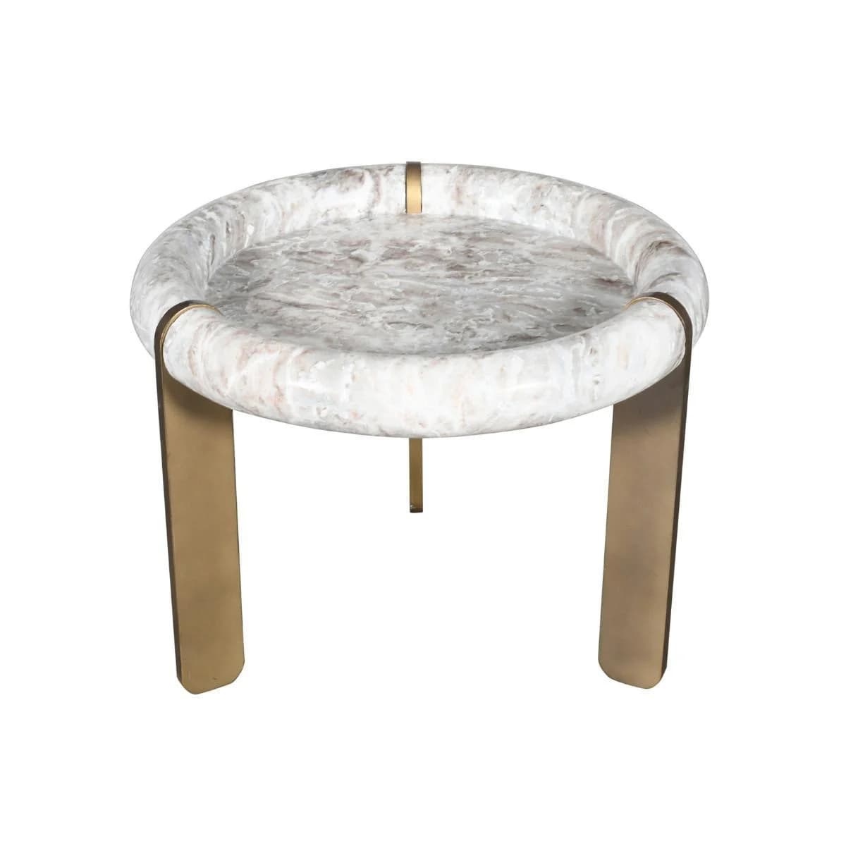 Signature Couchtisch Klein Marmor Metall Beige 60x60x40 cm