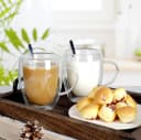 LIBWYS Doppelwandige Kaffeetassen aus Glas 6x350 ml mit Griff und Löffel Bild 1