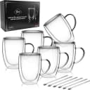 LIBWYS Doppelwandige Kaffeetassen aus Glas 6x350 ml mit Griff und Löffel Bild 2