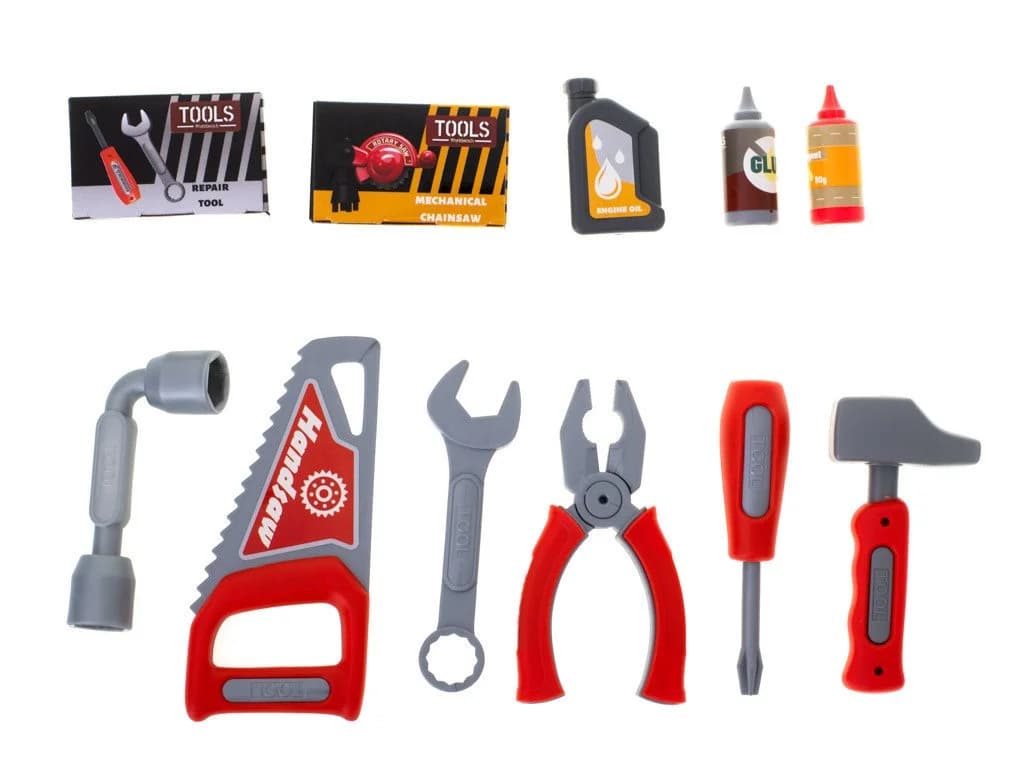 Ikonka Kinder-Werkzeug-Set 65-teilig mit Werkbank und Koffer