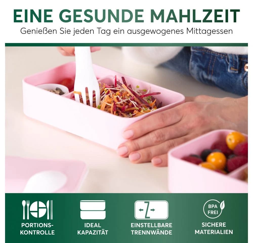 UMAMI Lunchbox All-in-1 1,2L Brotdose Rosa mit Besteck